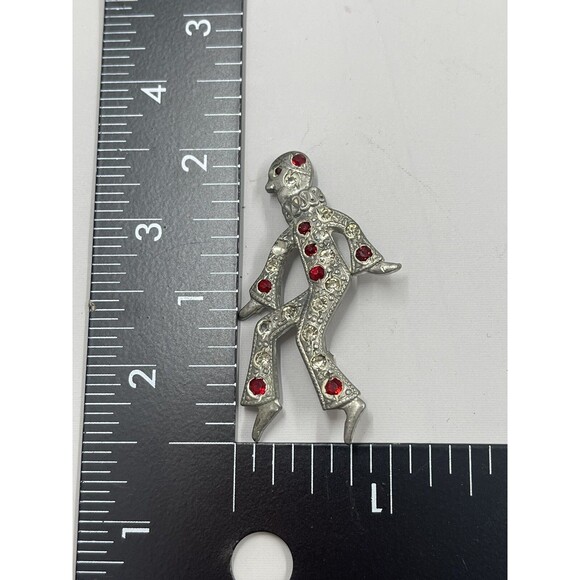 Antique Brooch Paste Stone Pin Art Nouveau Deco Figural Jester Rhinestones - Picture 3 of 4